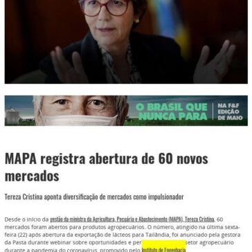 MAPA registra abertura de 60 novos mercados – Feed e Food