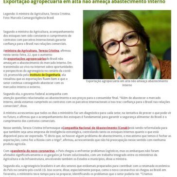 Exportação agropecuária em alta não ameaça abastecimento interno – Brasil Agro