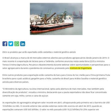 Brasil alcança abertura de 60 mercados para produtos agropecuários – Campo e Negócios