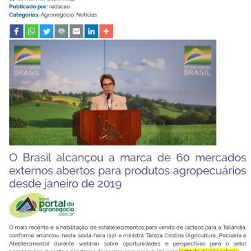Brasil alcança abertura de 60 mercados para produtos agropecuários – Blog do Lúcio Sorge
