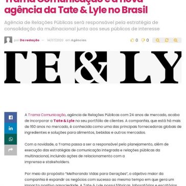 Trama Comunicação é a nova agência da Tate & Lyle no Brasil – Abc da Comunicação