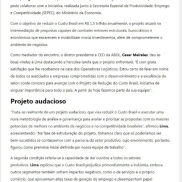 ABOL e Projeto de Redução do Custo Brasil fortalecem parceria – Negócios.pro.BR