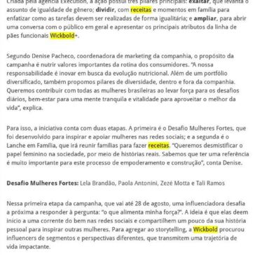 Campanha digital da Wickbold destaca empoderamento feminino e momentos em família na quarentena – 2A Alimentos