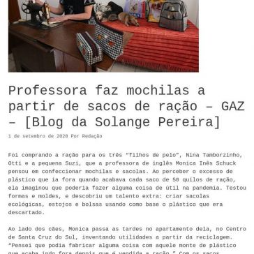 Professora faz mochilas a partir de sacos de ração – GAZ – [Blog da Solange Pereira] – Moldes Costura