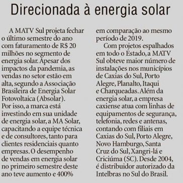 Direcionada à energia solar – Pioneiro