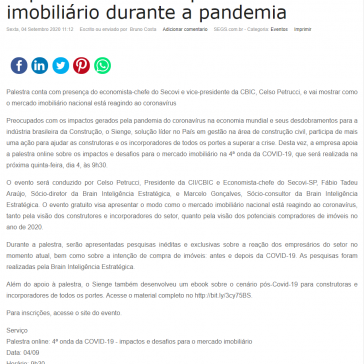 Sienge apoia debate online sobre impactos e desafios para o mercado imobiliário durante a pandemia – Segs