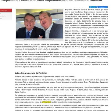 Deputado Peninha critica impeachment de Moisés e Daniela – Radio Sintonia