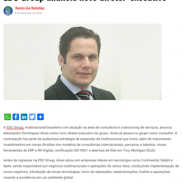 EDC Group anuncia novo diretor-executivo – Revista Live Marketing