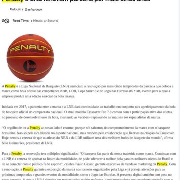 Penalty e LNB renovam parceria por mais cinco anos – Rede Press