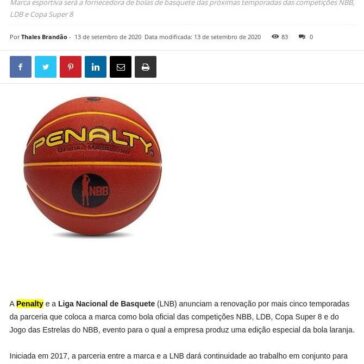 Penalty e LNB renovam parceria por mais cinco anos – Cidade Marketing