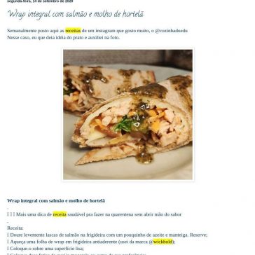 Wrap integral com salmão e molho de hortelã – Dr. Frederico Lobo