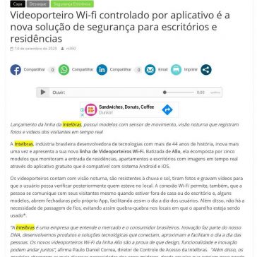 Videoporteiro Wi-fi controlado por aplicativo é a nova solução de segurança para escritórios e residências – Revista Tecnologia 360