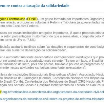 Reforma tributária: filantrópicas brasileiras unem-se contra a taxação da solidariedade – Agência O Globo
