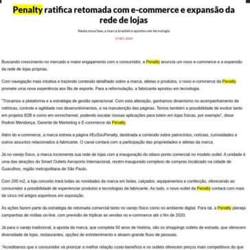 Penalty ratifica retomada com e-commerce e expansão da rede de lojas – Marketing Esportivo