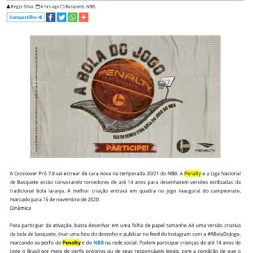 Crianças de até 14 anos poderão desenhar a bola que estará na estreia da temporada 2020/2021 do NBB – Surto Olimpico