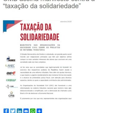 CMB assina manifesto contra a taxação da solidariedade – FEMIPA