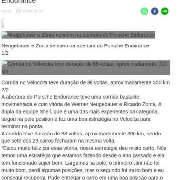 Neugebauer e Zonta vencem na abertura do Porsche Endurance – Central de Notícias