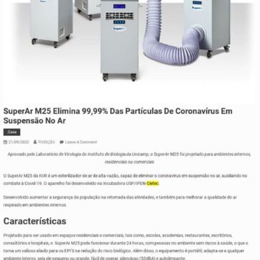 SuperAr M25 elimina 99,99% das partículas de coronavírus em suspensão no ar – Geek Chic