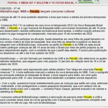 #ABolaDoJogo: NBB e Penalty lançam concurso cultural – Portal Fator Brasil