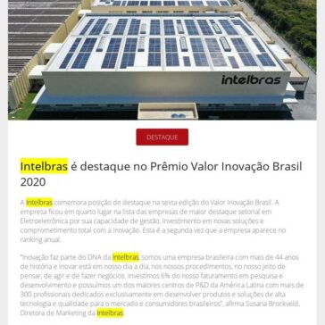 Intelbras é destaque no Prêmio Valor Inovação Brasil 2020 – Revista Segurança Eletrônica