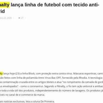Penalty lança linha de futebol com tecido anti-covid – 24Brasil