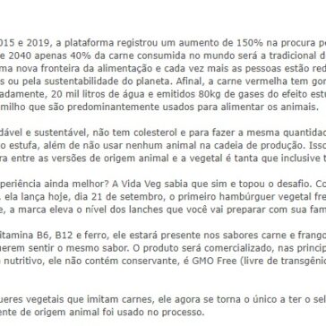 Carne fresca e feita de plantas no mercado 23/09/20 Blog Atitudes no Esporte