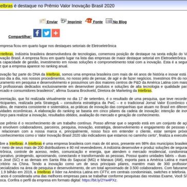Intelbras é destaque no Prêmio Valor Inovação Brasil 2020 – Difundir