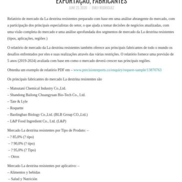 Mercado global La dextrina resistentes 2024 Ação, preço, taxa de crescimento, produção, importação, exportação, fabricantes – Obregon Digital
