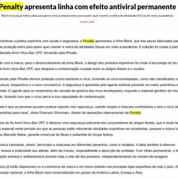 Penalty apresenta linha com efeito antiviral permanente – Marketing Esportivo