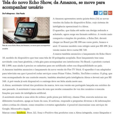 Tela do novo Echo Show, da Amazon, se move para acompanhar usuário – Diário de Cuiabá