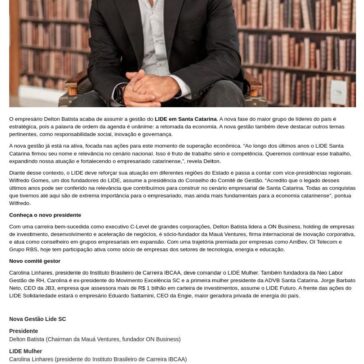 Delton Batista é o novo presidente do LIDE SC – Acontecendo Aqui