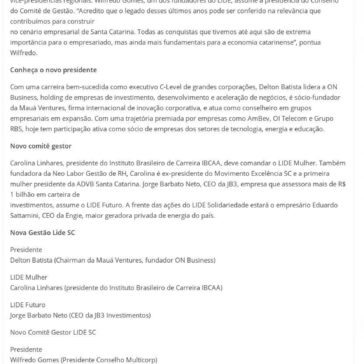 Delton Batista é o novo presidente do LIDE SC – Jornal Tijucas