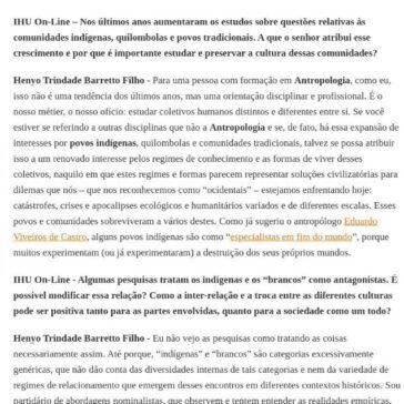 O contato cultural amistoso entre indígenas e não indígenas sequer começou. Entrevista especial com Henyo Trindade Barretto Filho – IHU Notícias