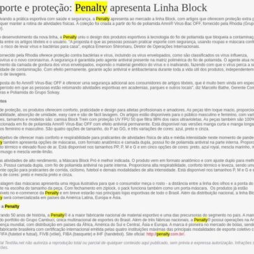 Esporte e proteção: Penalty apresenta Linha Block – Textilia