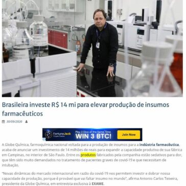 Brasileira investe R$ 14 mi para elevar produção de insumos farmacêuticos – Bixo Furioso