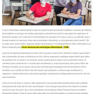 Escola integral e gratuita mantida por filantrópica impulsiona potencial de 1.200 alunos no interior de SP – Estado do Paraná