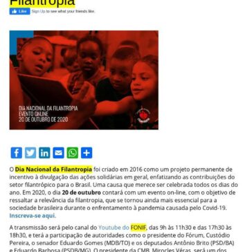 FONIF promove evento em comemoração ao Dia Nacional da Filantropia – FEMIPA