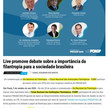 Live promove debate sobre a importância da filantropia para a sociedade brasileira – Jornal Dia Dia