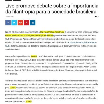 Live promove debate sobre a importância da filantropia para a sociedade brasileira – Portal Hospitais Brasil