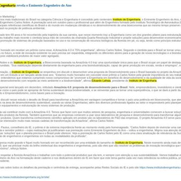Instituto de Engenharia revela o Eminente Engenheiro do Ano – Agência O Globo