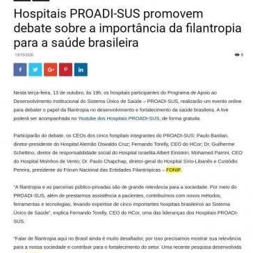 Hospitais PROADI-SUS promovem debate sobre a importância da filantropia para a saúde brasileira – Portal Hospitais Brasil