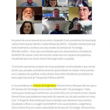 Sessão de Encerramento da 26° Semana de Tecnologia Metroferroviária – Aeamesp