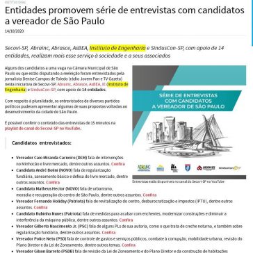 Entidades promovem série de entrevistas com candidatos a vereador de São Paulo – Secovi-SP