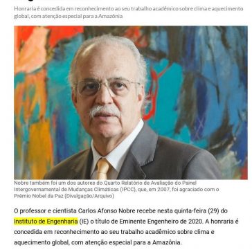 Carlos Nobre é reconhecido como Eminente Engenheiro 2020 – Dom Total