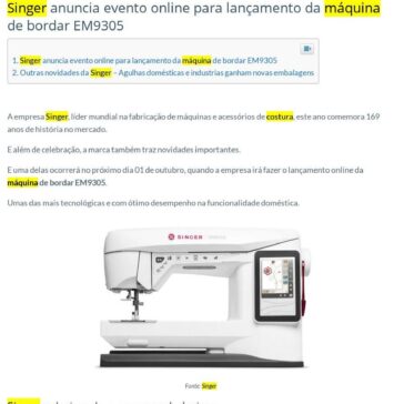 Singer lança máquina de bordar EM9305 com mais de 150 opções de desenhos – Fashion Bubbles