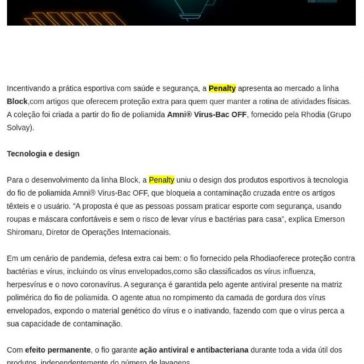 Penalty apresenta Linha Block com tecnologia antiviral e antibacteriana – Cidade Marketing