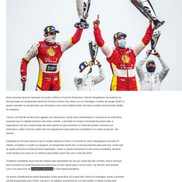 Após vitória no Porsche Endurance, Werner Neugebauer encara rodada tripla no Velo Città – Mundo da Velocidade