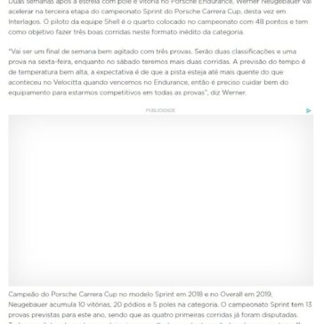 Após vitória no Porsche Endurance, Neugebauer encara rodada tripla na Cup – F1 Mania (Lance)