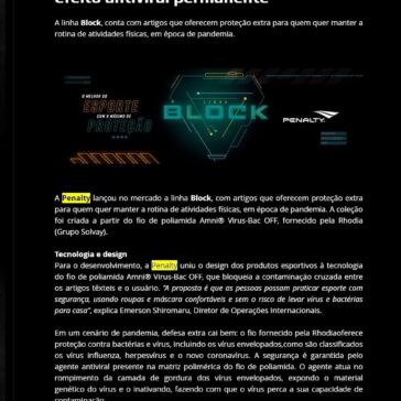 Penalty lança linha esportiva com efeito antiviral permanente – Estação i