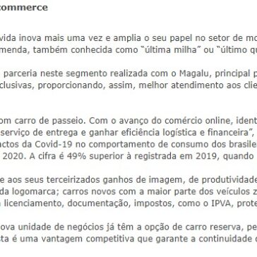Movida passa a atuar no segmento logístico de e-commerce – Canal Executivo